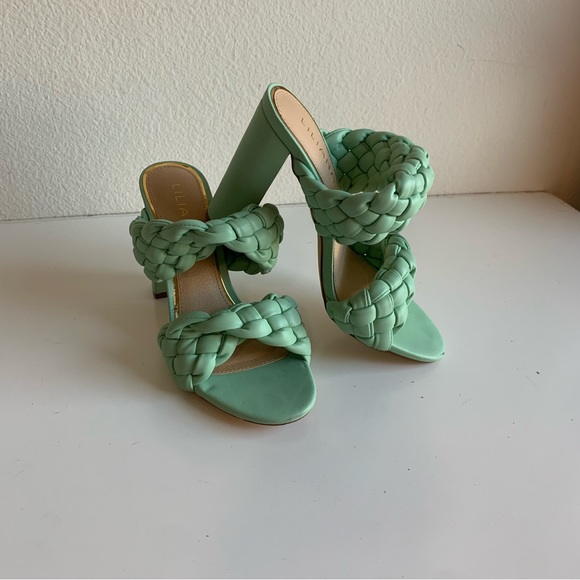 Liliana Twisted Mint sandals with braided straps, GUC, thick‎ 4.5” heel, size 10 - Picture 3 of 13